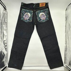 Red Monkey Company Men's Sz 34 Martin Ksohoh Design Embroidered Dark Wash Jeans